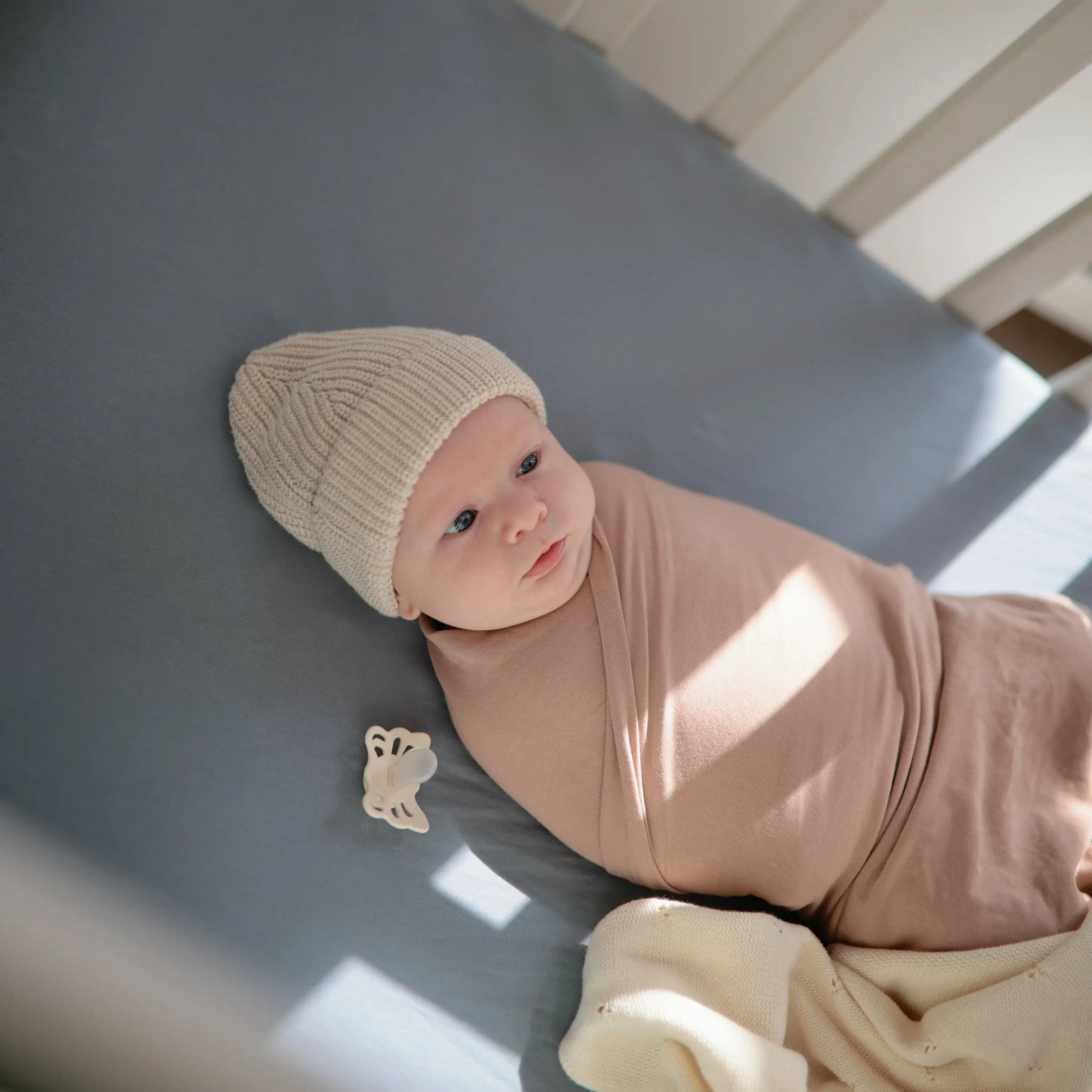 Mini Muslin Crib Sheet 100 Percent Cotton Extra Soft Breathable Fabric Full Elastic Edges Pre-Washed For Softness Mushie