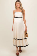 PinkBlush Beige Colorblock Trim Maternity Midi Dress - 