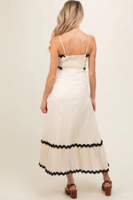 PinkBlush Beige Colorblock Trim Maternity Midi Dress - 