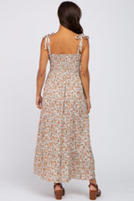 PinkBlush Beige Floral Sleeveless Tiered Maternity Maxi Dress Everetts Place