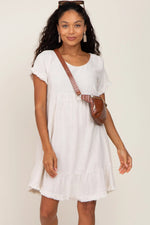 PinkBlush Beige Frayed Hem Dress - 