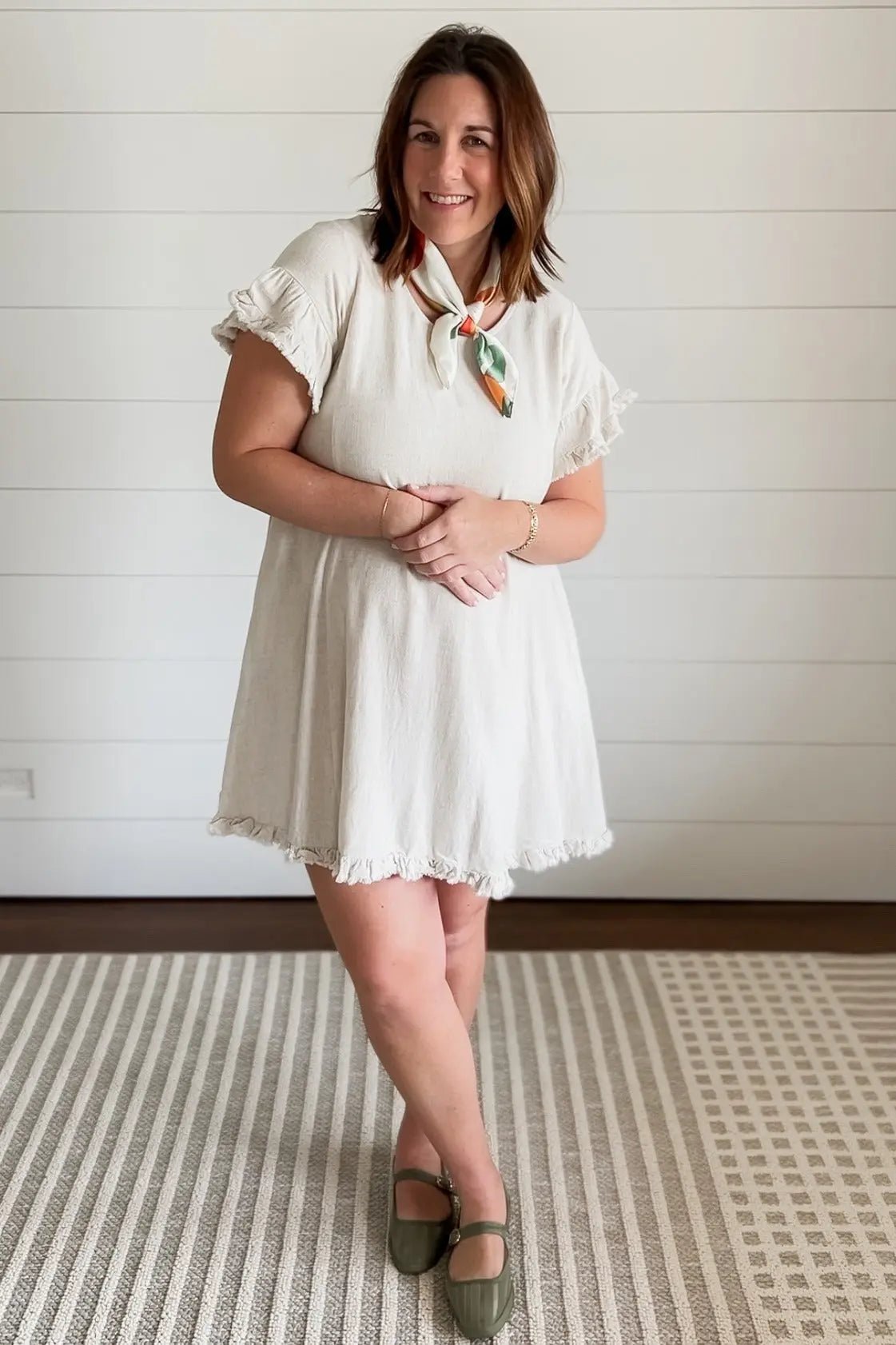 PinkBlush Beige Fringe Linen Dress - 