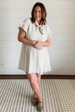 PinkBlush Beige Fringe Linen Dress - 