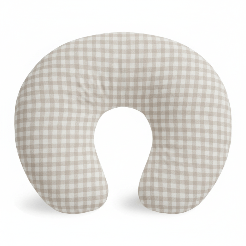 Little Mae & Co Beige Gingham Nursing Pillow Cover - 