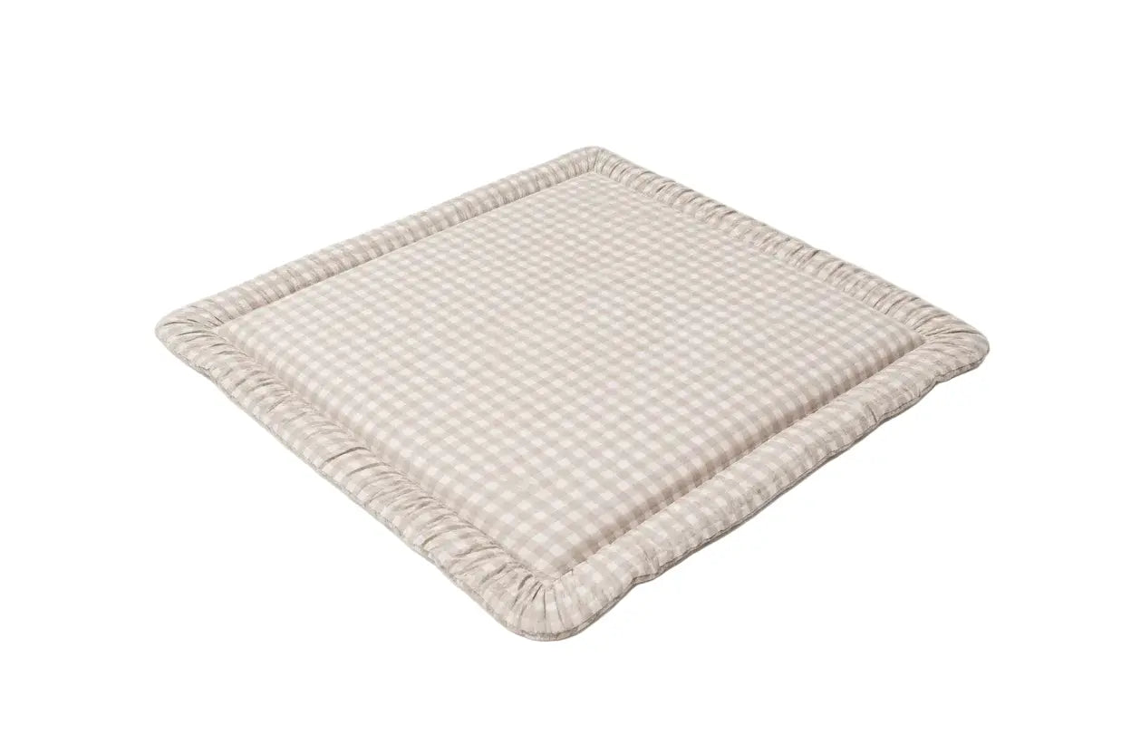 Little Mae & Co Beige Gingham Padded Baby Play Mat - 