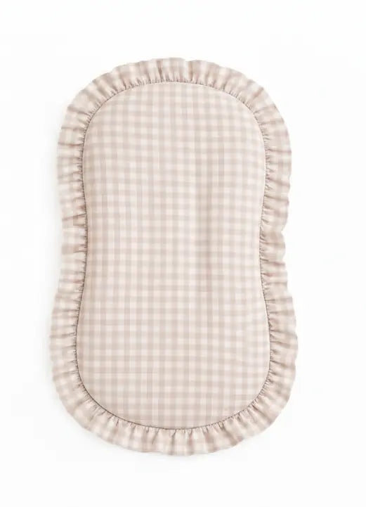 Little Mae & Co Beige Gingham Ruffle Baby Lounger Cover - 