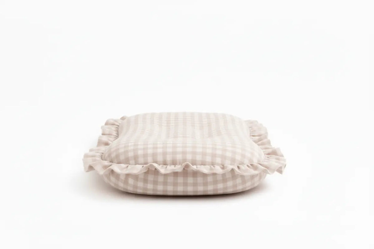Little Mae & Co Beige Gingham Ruffle Baby Lounger Cover - 