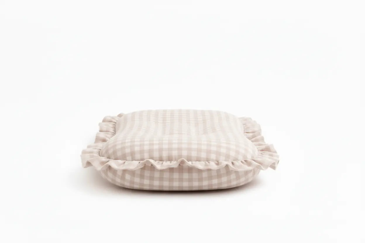 Little Mae & Co Beige Gingham Ruffle Baby Lounger Cover - 