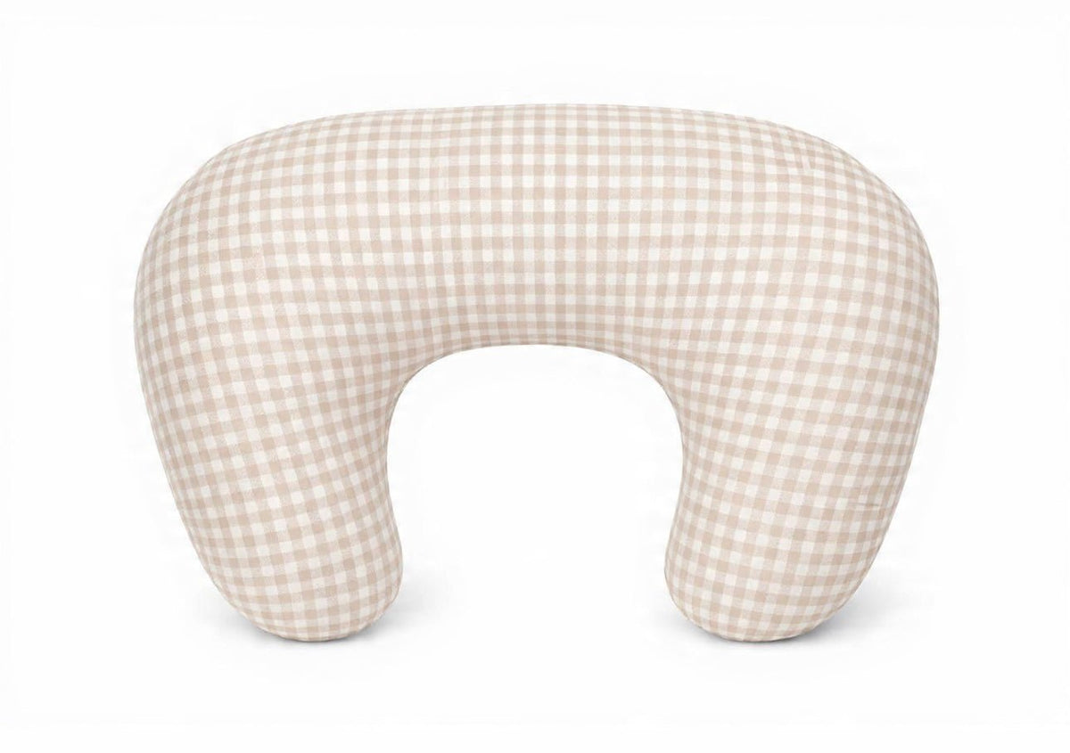 Little Mae & Co Beige Gingham Ruffle Nursing Pillow Cover
