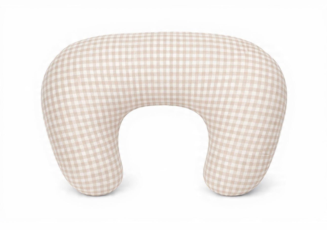 Little Mae & Co Beige Gingham Ruffle Nursing Pillow Cover
