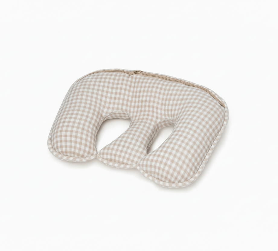Little Mae & Co Beige Gingham Twins Nursing Pillow Cover - 