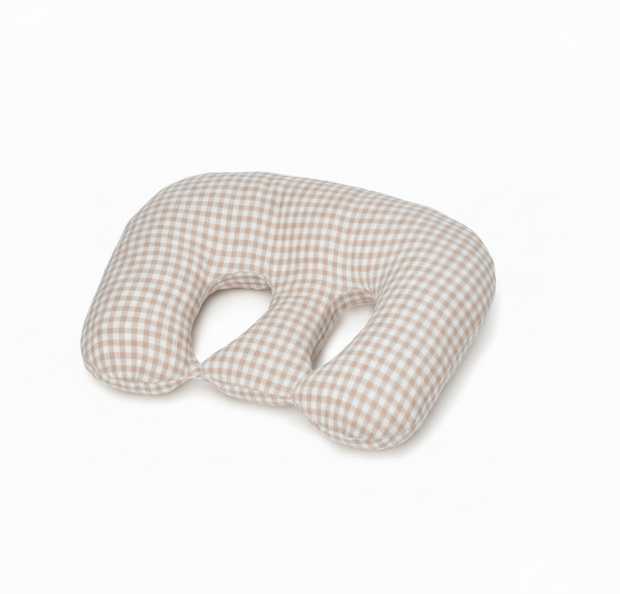 Little Mae & Co Beige Gingham Twins Nursing Pillow Cover - 