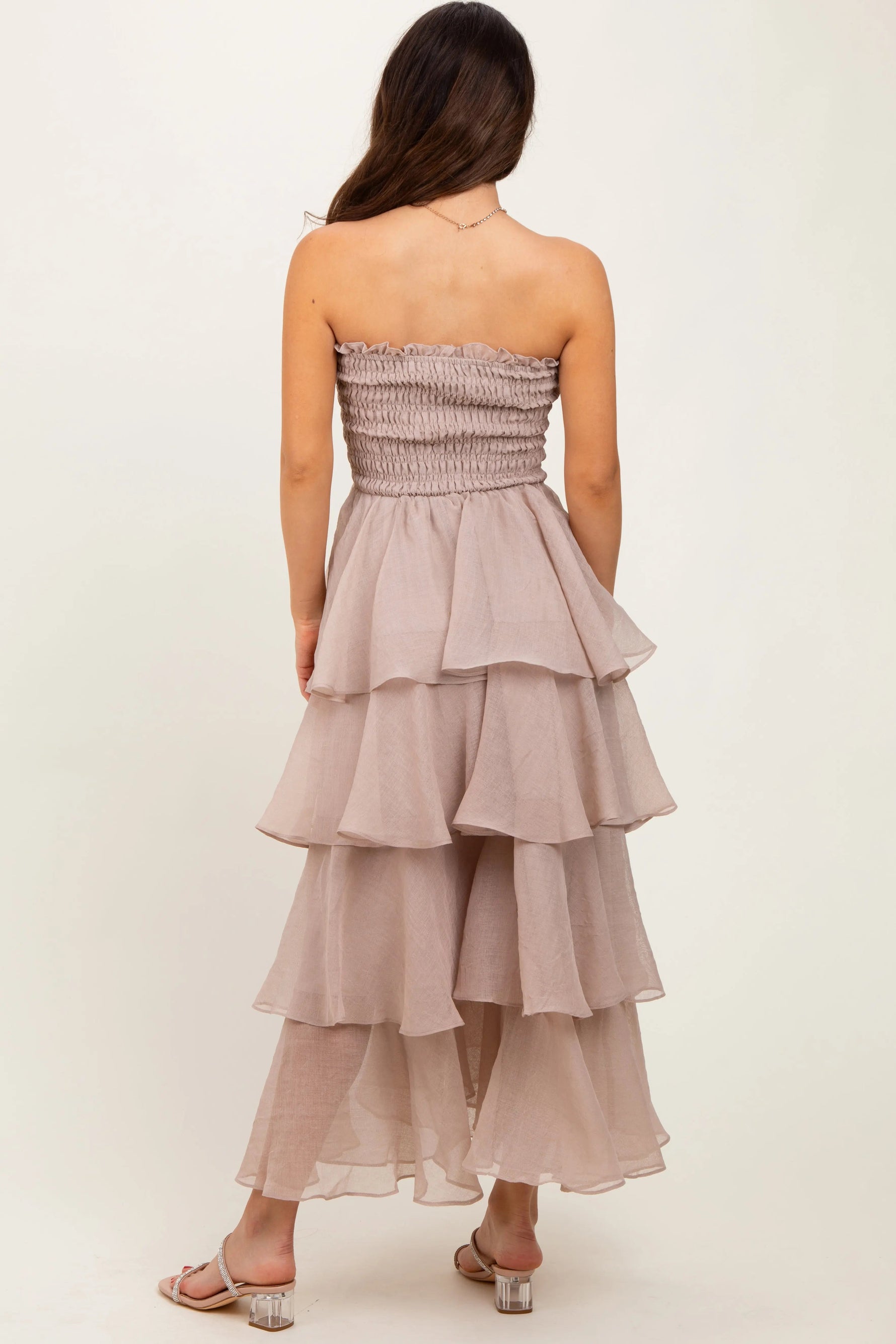 PinkBlush Beige Layered Maxi Dress - 