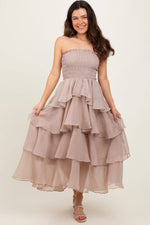 PinkBlush Beige Layered Maxi Dress - 