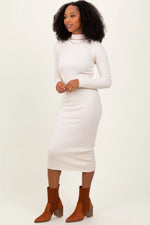 PinkBlush Beige Mock Neck Ribbed Sweater Dress - 