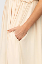 PinkBlush Beige Short Sleeve Babydoll Maxi Dress - 