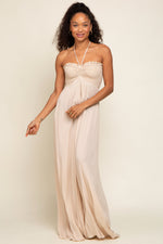 PinkBlush Beige Smocked Halter Maxi Dress