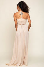 PinkBlush Beige Smocked Halter Maxi Dress