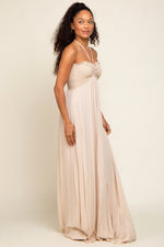PinkBlush Beige Smocked Halter Maxi Dress