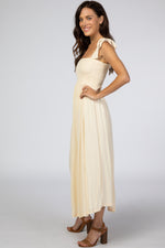 PinkBlush Beige Smocked Tie Strap Midi DressEveretts Place