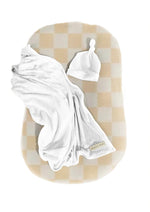 Little Mae & Co Beige & White Checkered Baby Lounger Cover - 