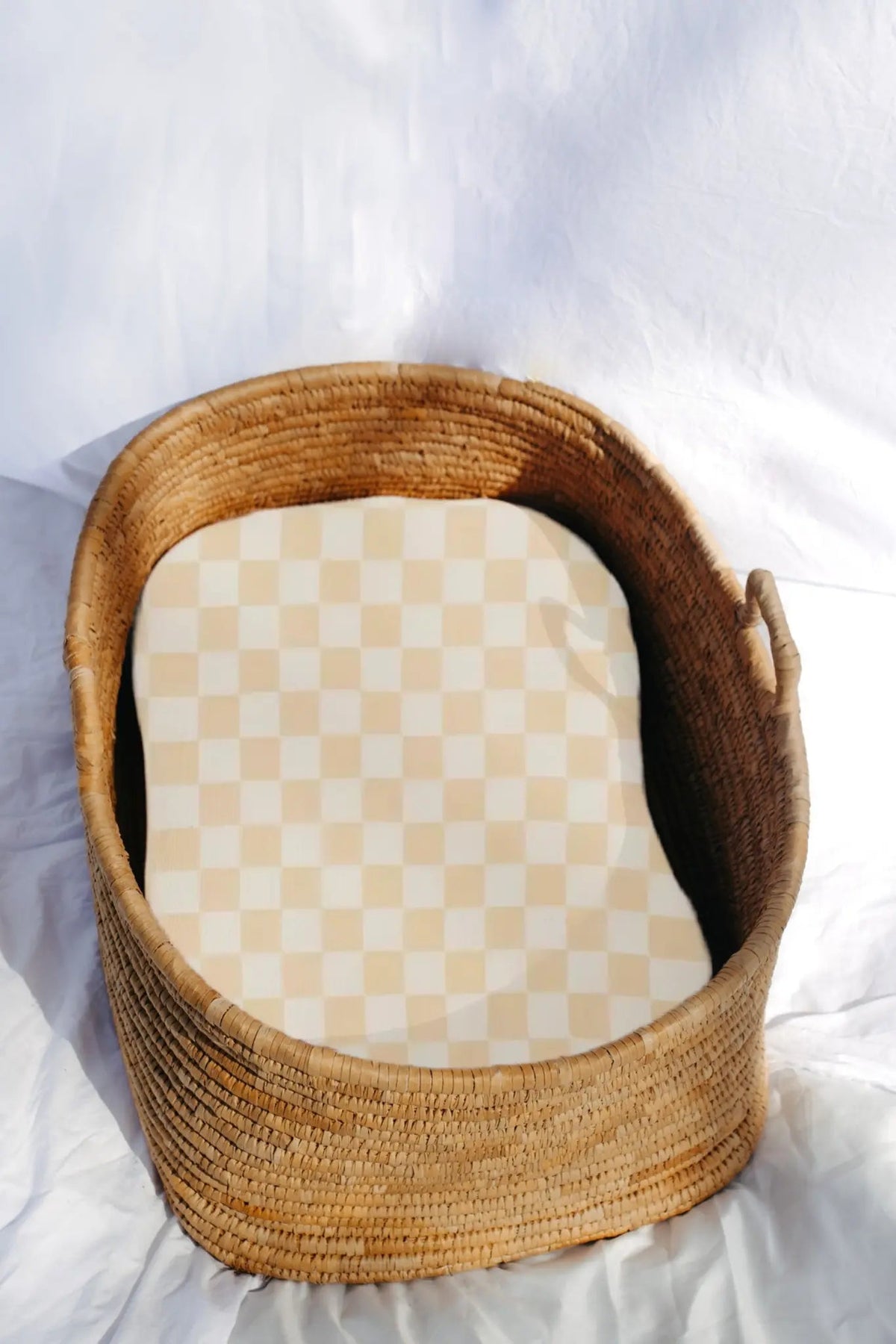 Little Mae & Co Beige & White Checkered Baby Lounger Cover - 