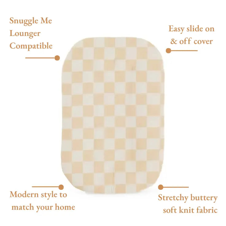 Little Mae & Co Beige & White Checkered Baby Lounger Cover - 
