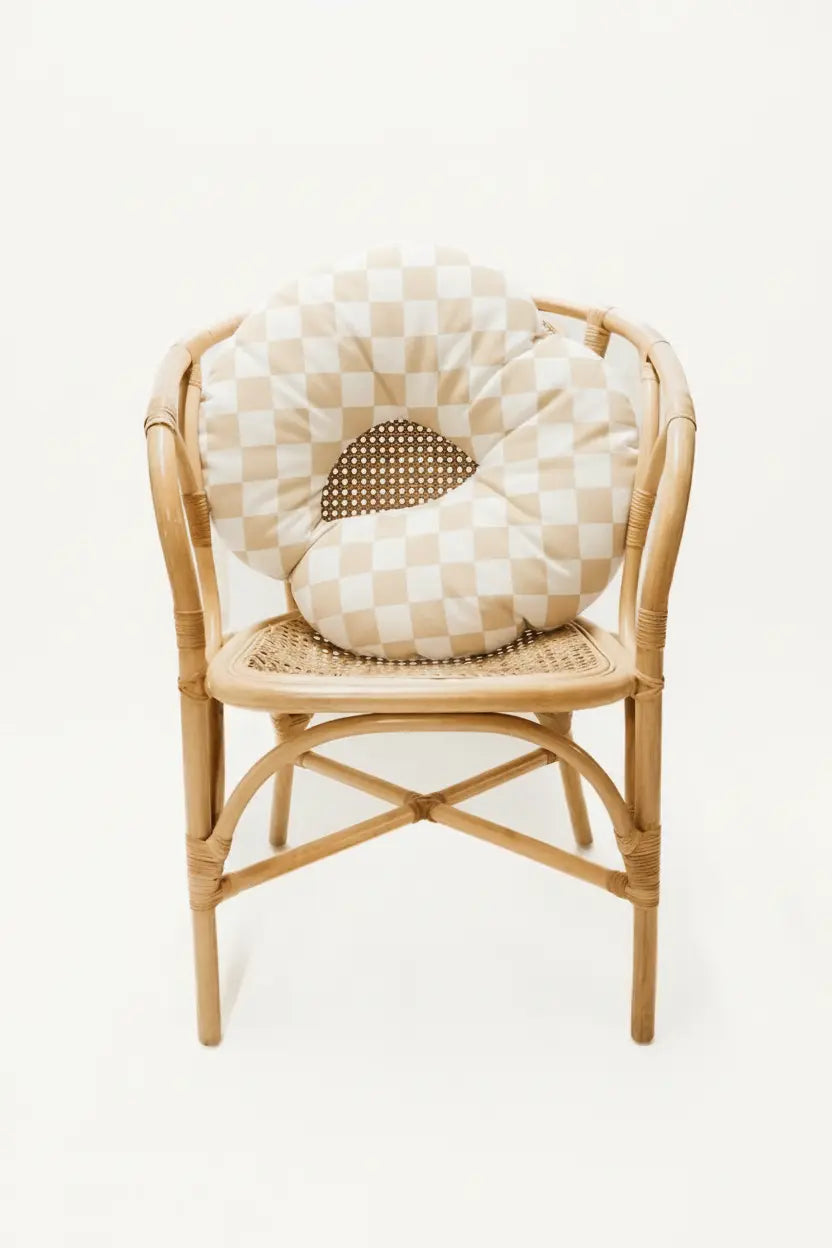 Little Mae & Co Beige & White Checkered Nursing Pillow Cover - 