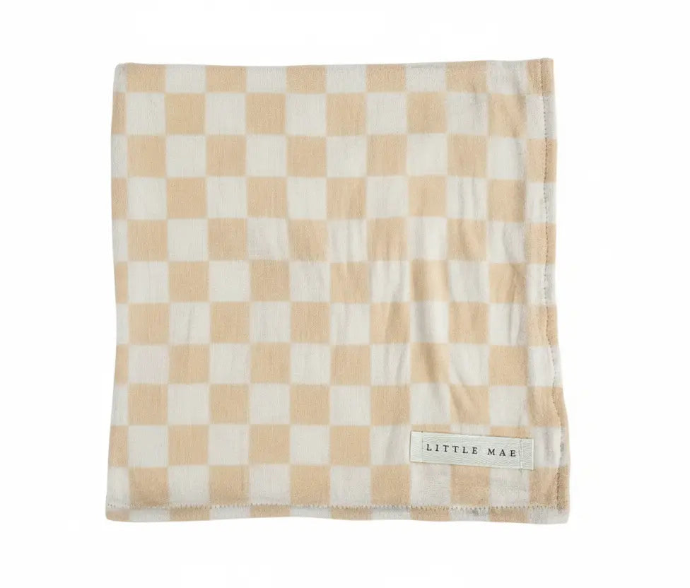 Little Mae & Co Beige & White Checkered Stretch Swaddle - 