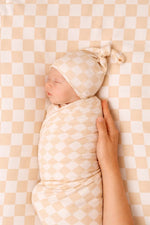 Little Mae & Co Beige & White Checkered Stretch Swaddle - 