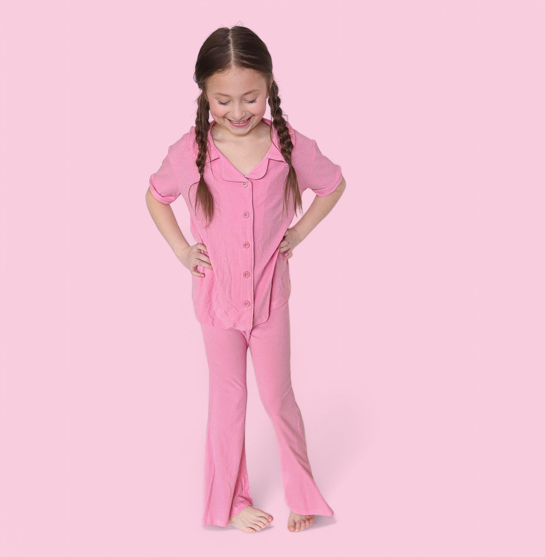 DREAM BIG LITTLE CO BELLA PINK RIB DREAM GIRL'S FLARE SETEveretts Place