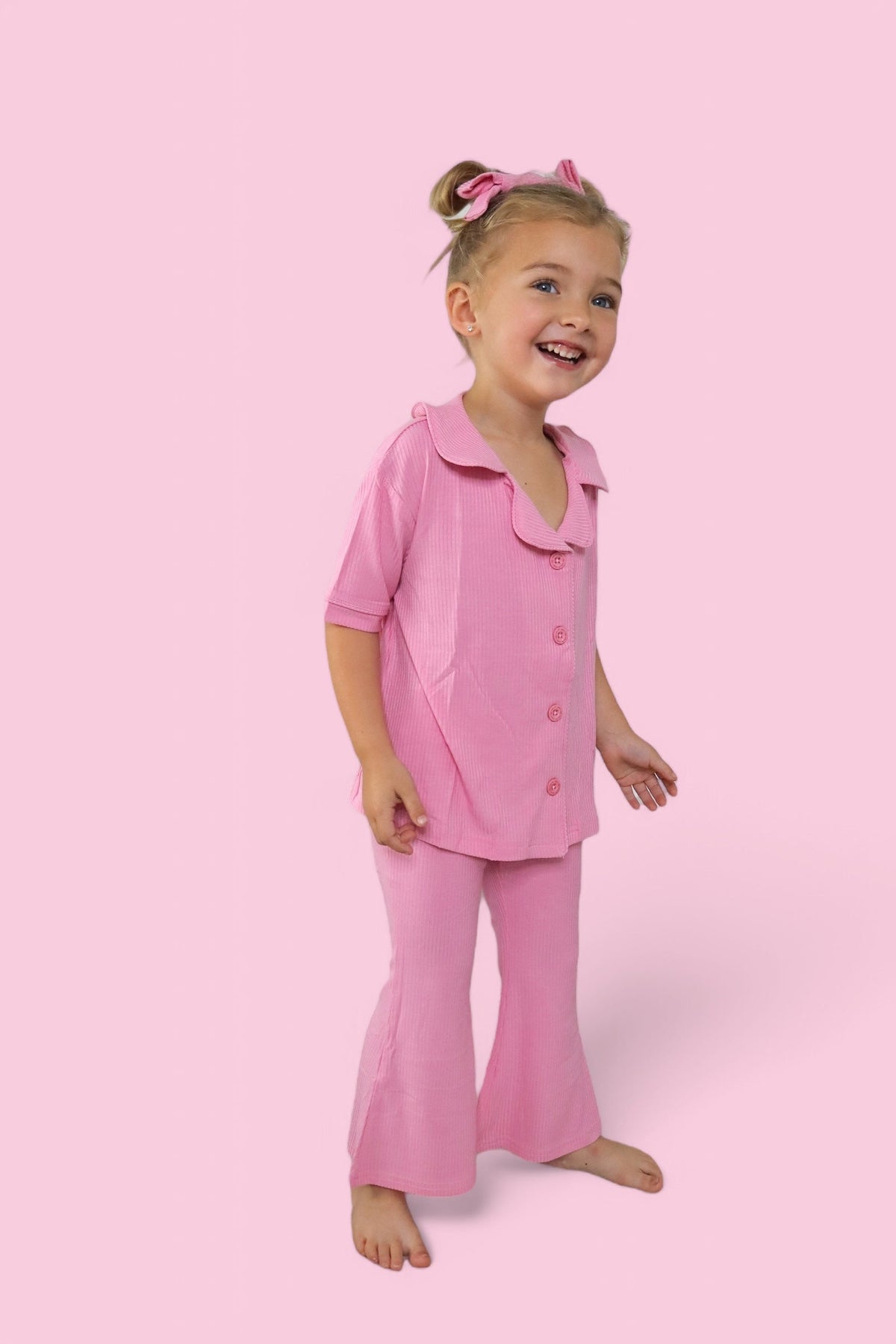 DREAM BIG LITTLE CO BELLA PINK RIB DREAM GIRL'S FLARE SETEveretts Place