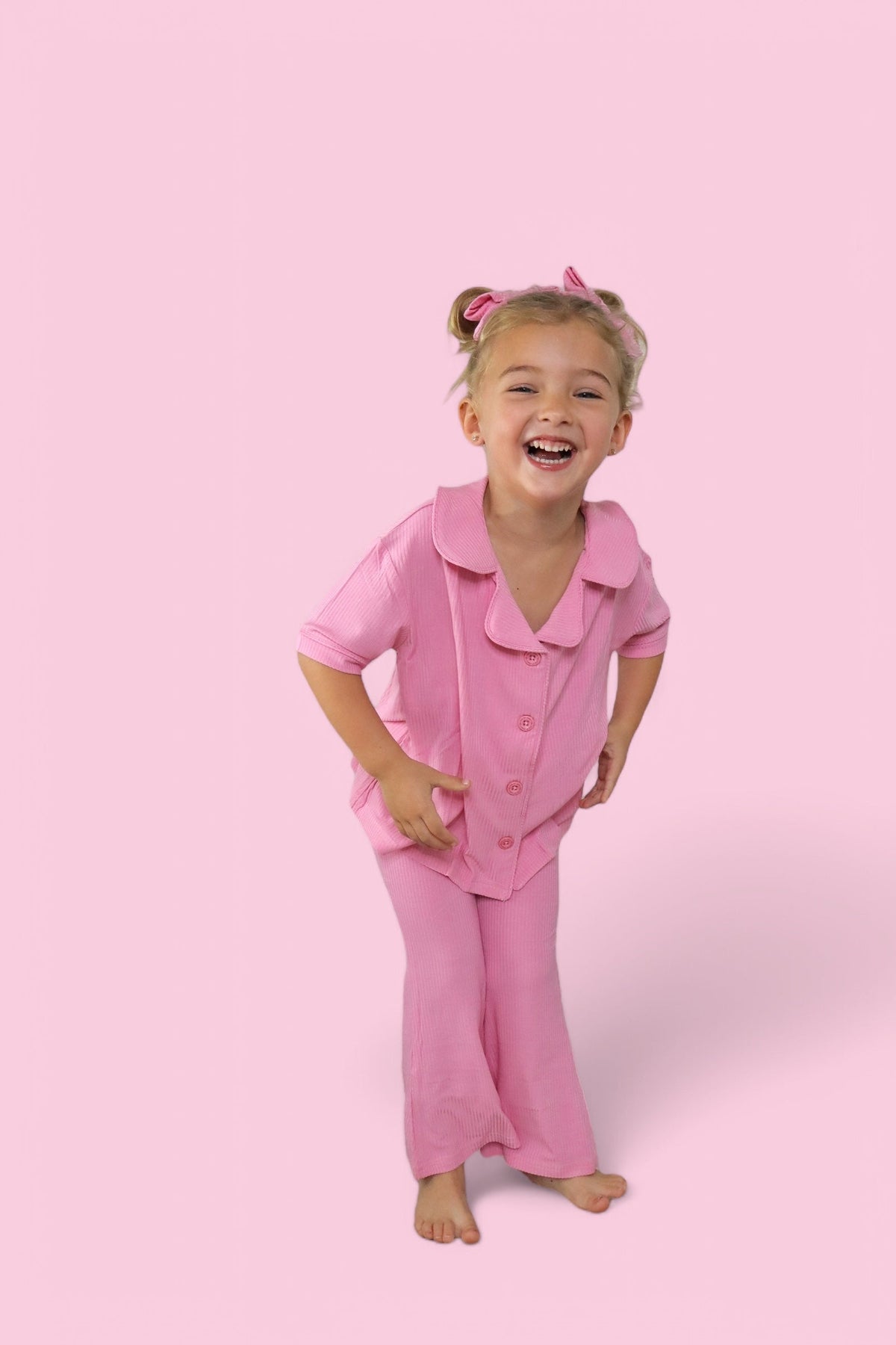 DREAM BIG LITTLE CO BELLA PINK RIB DREAM GIRL'S FLARE SETEveretts Place