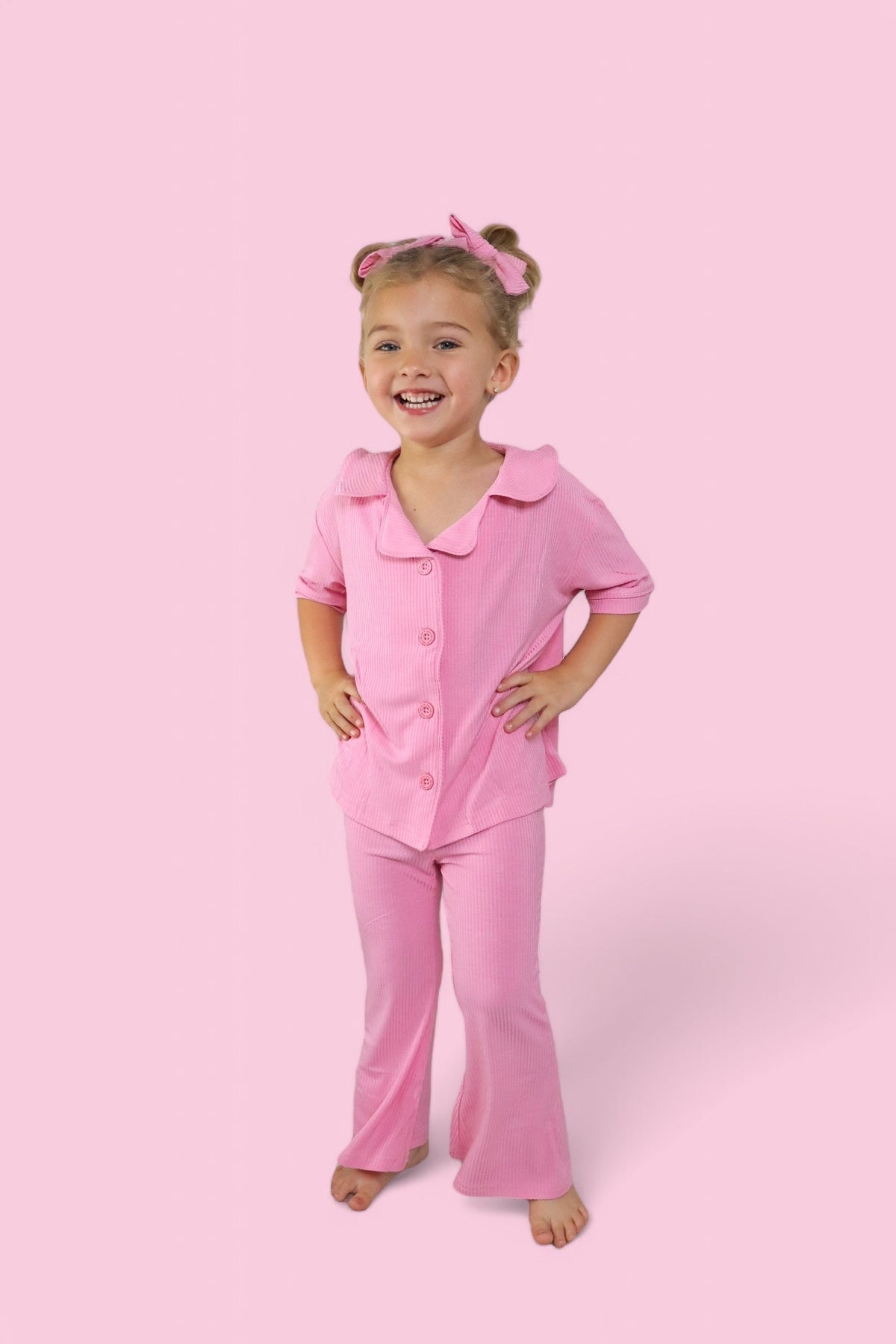 DREAM BIG LITTLE CO BELLA PINK RIB DREAM GIRL'S FLARE SETEveretts Place