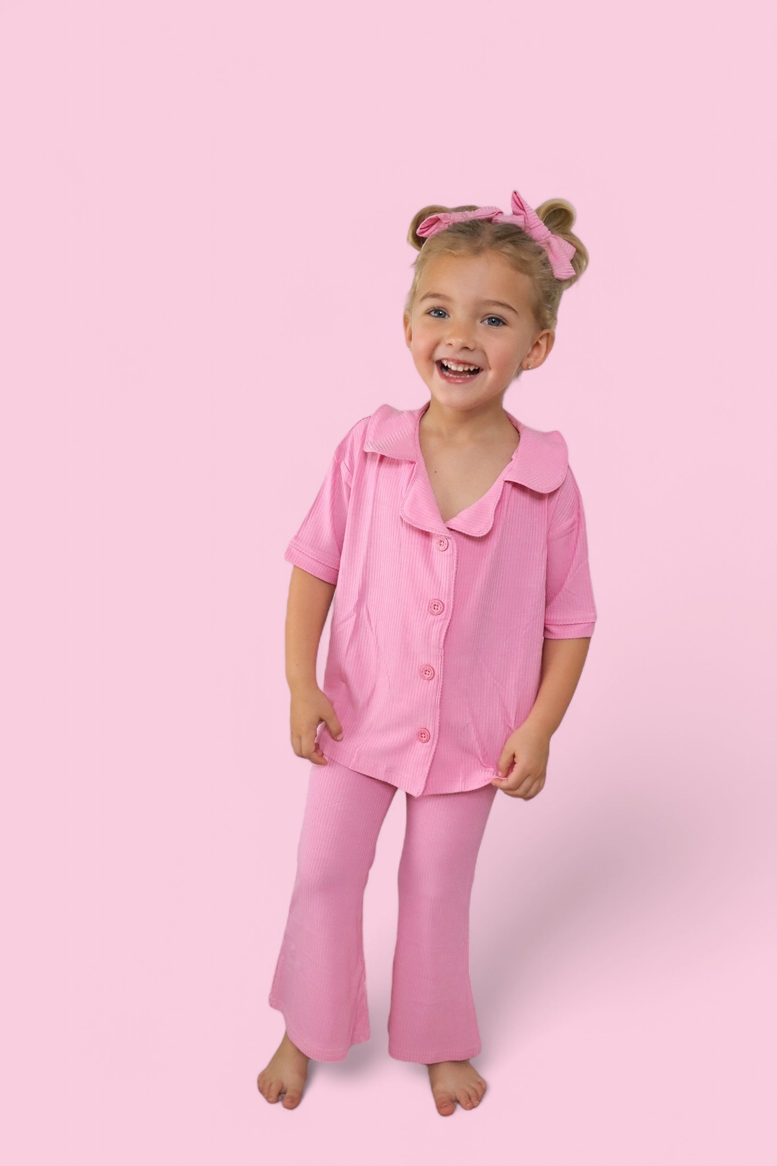 DREAM BIG LITTLE CO BELLA PINK RIB DREAM GIRL'S FLARE SETEveretts Place