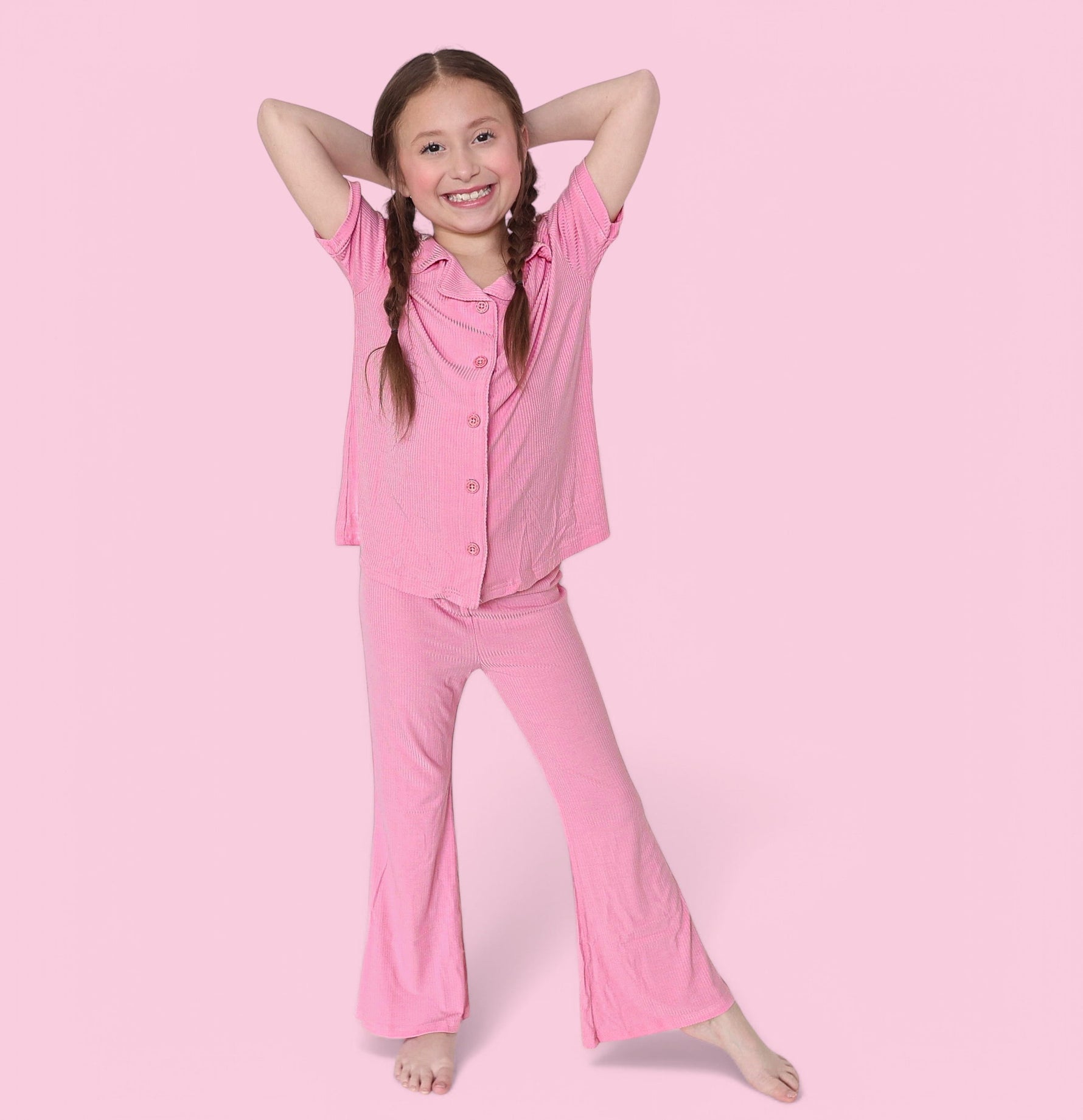 DREAM BIG LITTLE CO BELLA PINK RIB DREAM GIRL'S FLARE SETEveretts Place