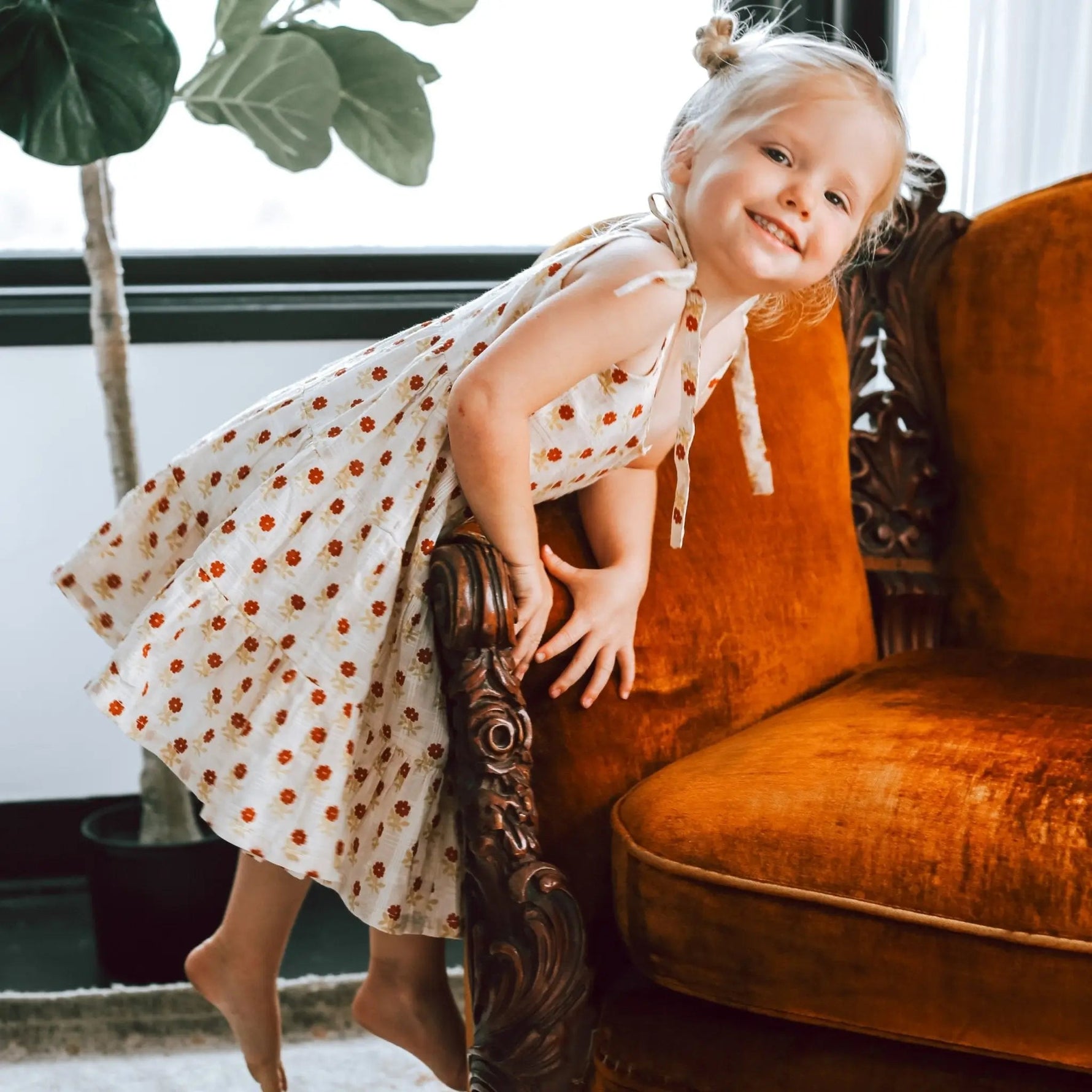 Bestaroo Bella Rust Floral Floral Dress - 