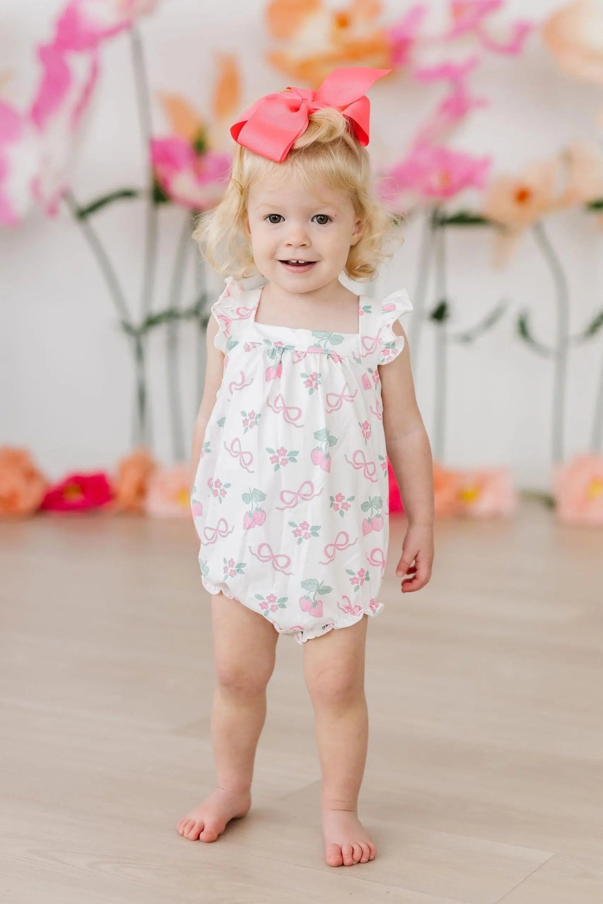 Mila & Rose ® Berries & Bows Ruffle Cross Back Romper - 