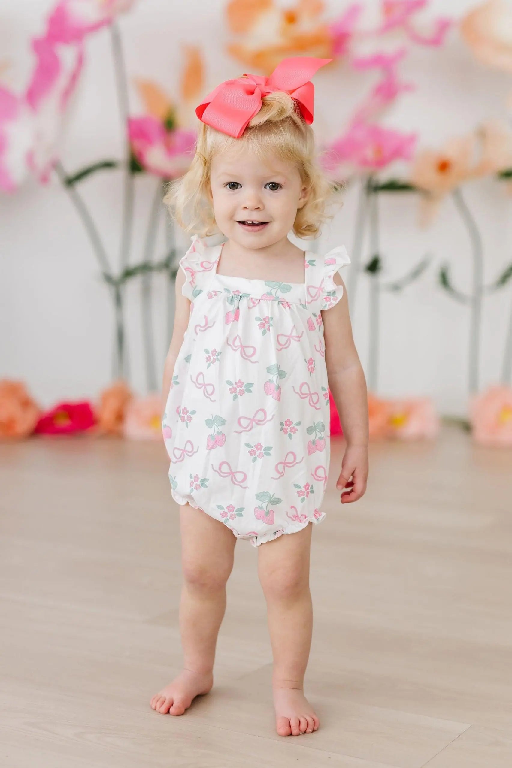 Mila & Rose ® Berries & Bows Ruffle Cross Back Romper - 