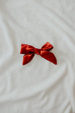 Little Mae & Co Berry Bow Clips Red Satin Handmade Pinwheel Bow for Girls - Everetts Place Boutique - 