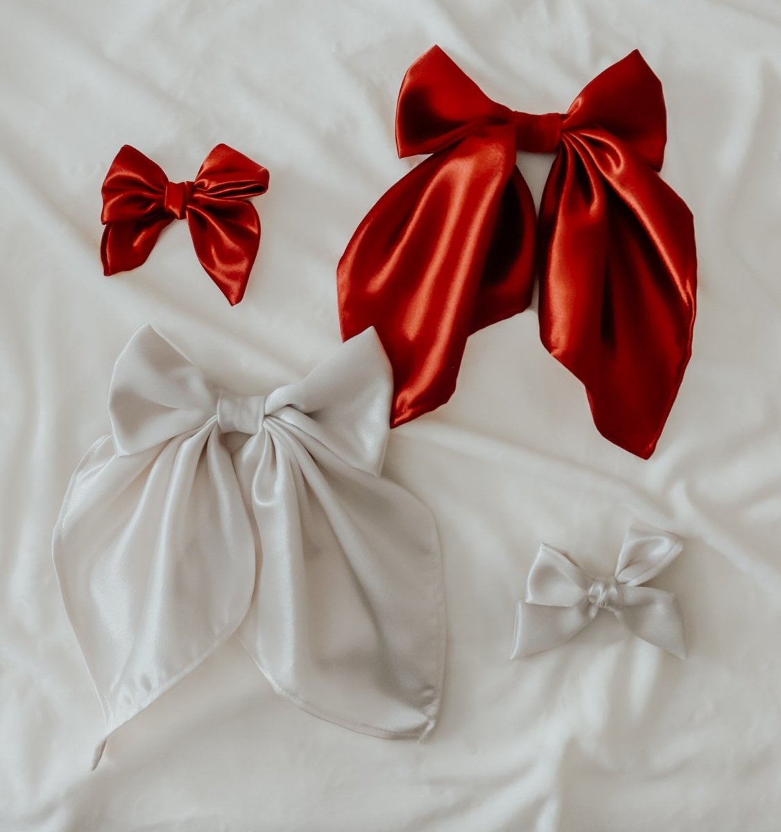 Little Mae & Co Berry Red Oversized Bow Clip Satin Hair Accessory Gift - Everetts Place Boutique - 