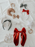 Little Mae & Co Berry Red Oversized Bow Clip Satin Hair Accessory Gift - Everetts Place Boutique - 