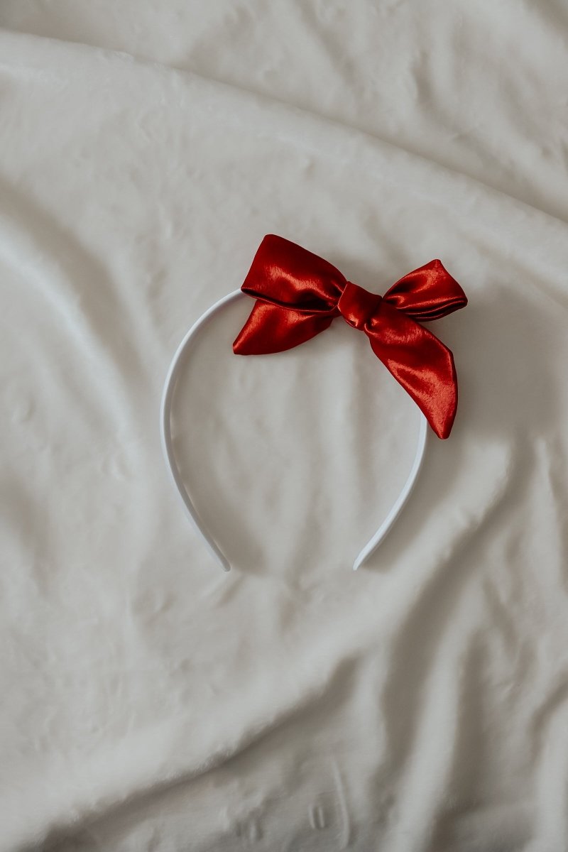 Little Mae & Co Berry Satin Bow Headband For Girls One Size Fits All - Everetts Place Boutique - 