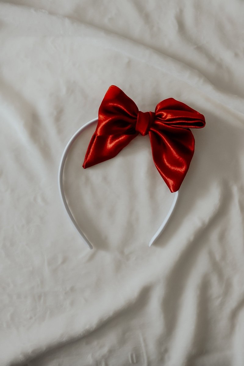 Little Mae & Co Berry Satin Bow Headband For Girls One Size Fits All - Everetts Place Boutique - 