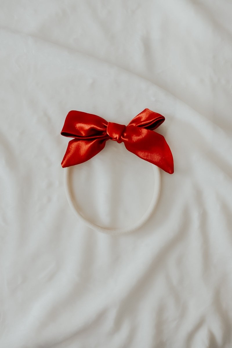 Little Mae & Co Berry Satin Bow Headband For Girls One Size Fits All - Everetts Place Boutique - 