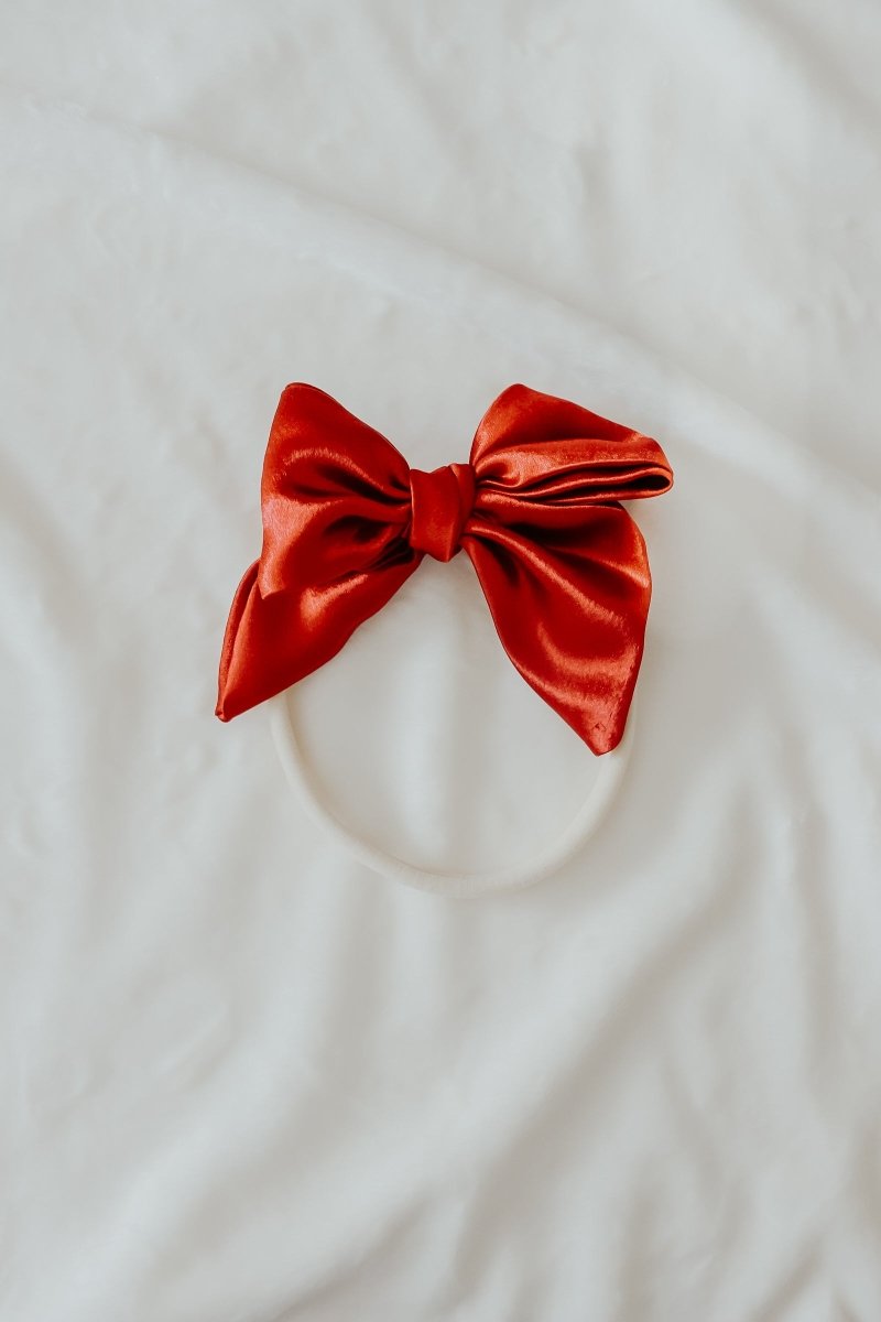 Little Mae & Co Berry Satin Bow Headband For Girls One Size Fits All - Everetts Place Boutique - 
