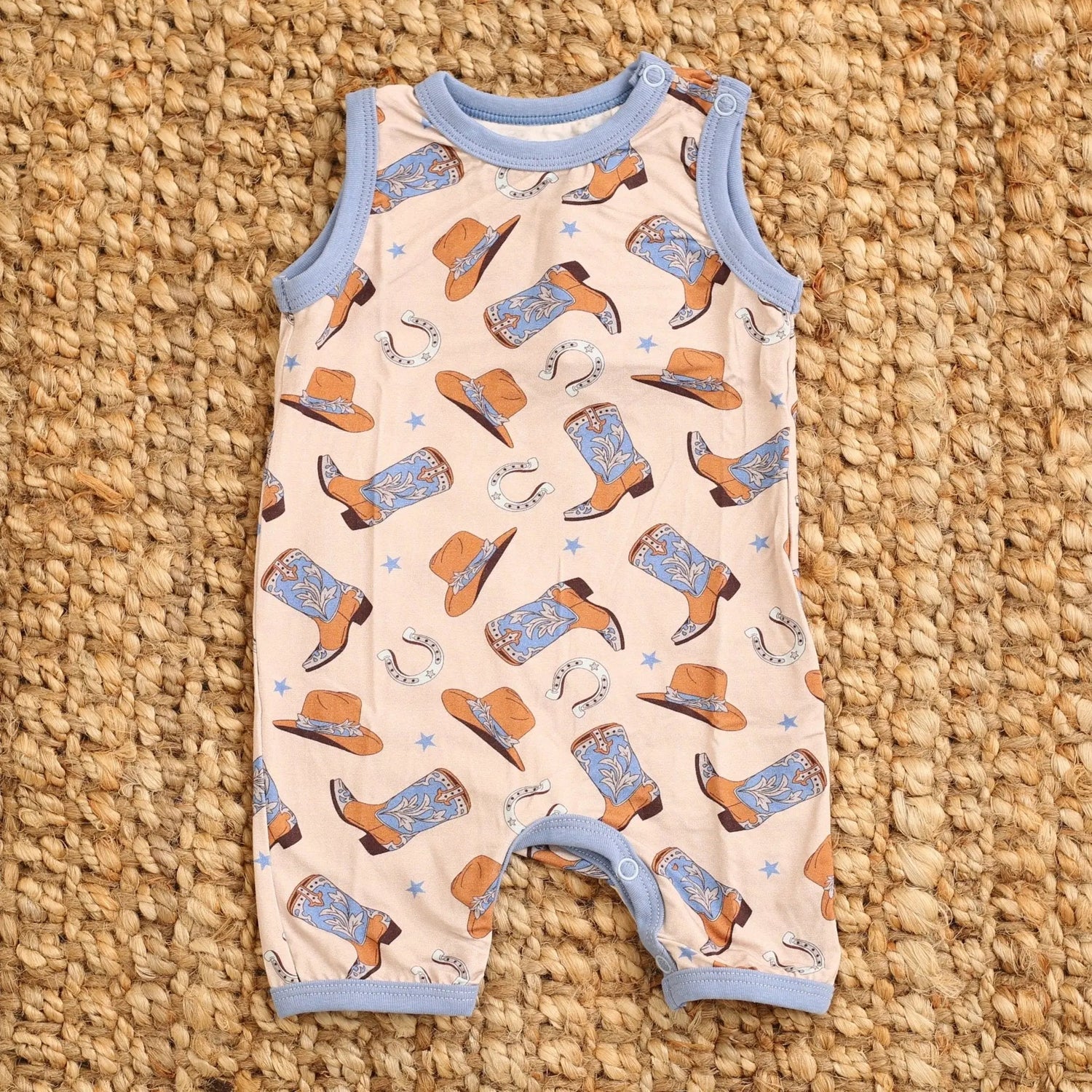 Bestaroo Bestaroo Bamboo Baby Sleeveless Shortalls Cuddle Up Cowboy - 