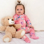 Bestaroo Bestaroo Bamboo Bow Print Baby Footie With 2 Way Zipper And Mittens - 