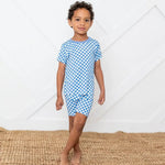 Bestaroo Bestaroo Blue Checks Bamboo Shorts Pajama Set For Kids - 