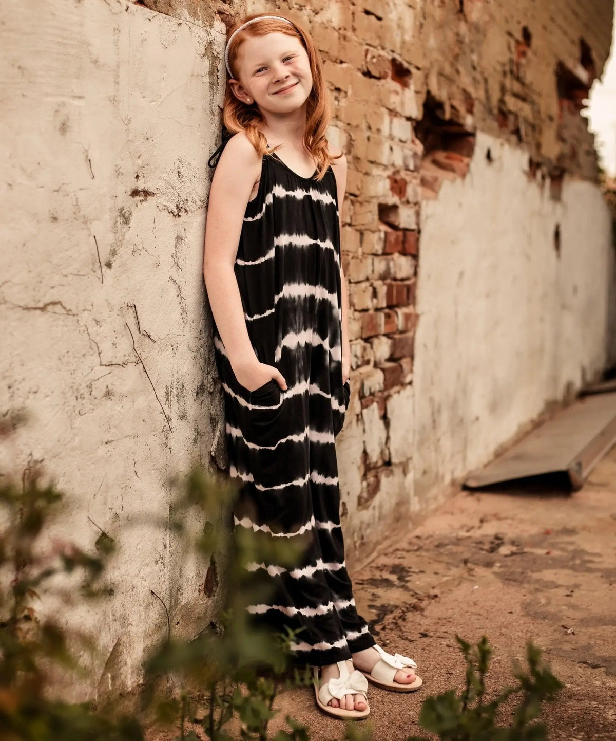 Bestaroo Bestaroo Charcoal Tie Dye Jumpsuit For Kids With Pockets And Adjustable Straps - 